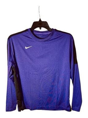 Nike Dri Fit Running compression deep purple and black contrast long sleeve top